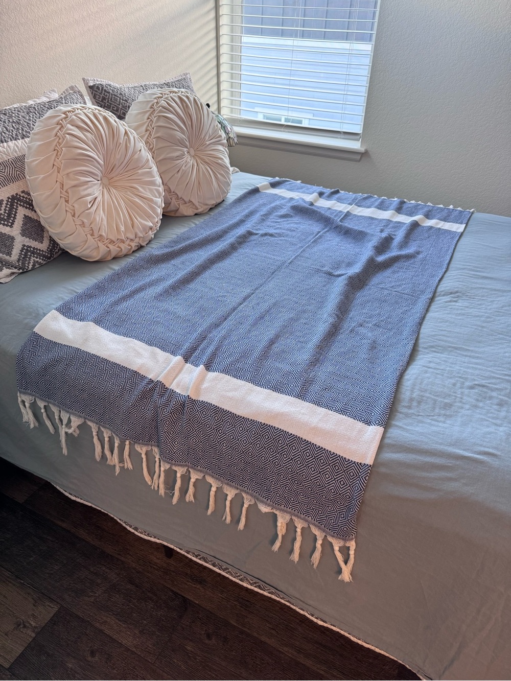 Trina Turk 100% Cotton Geometric Diamond Fringed Turkish Beach Towel Blanket